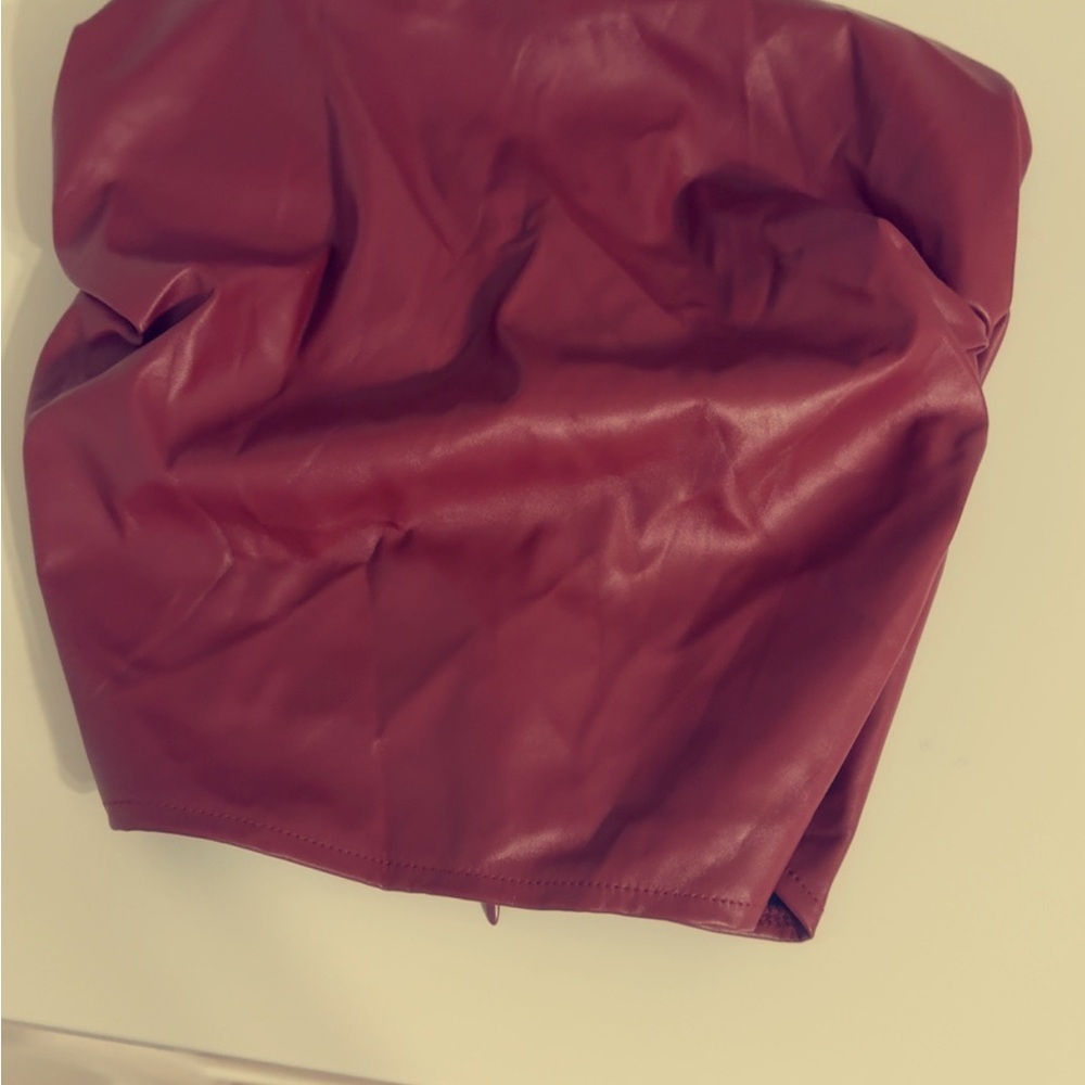 SHEIN Faux Leather Tube Top